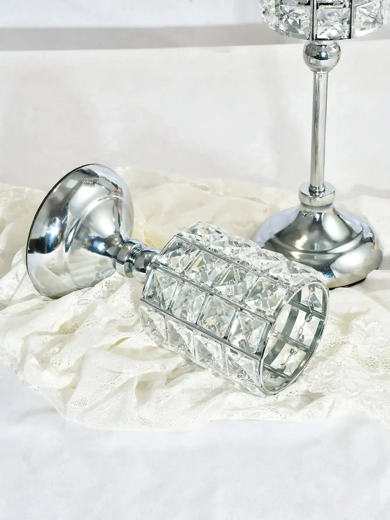 1pc 3 sizes Gold Crystal Candle Holder