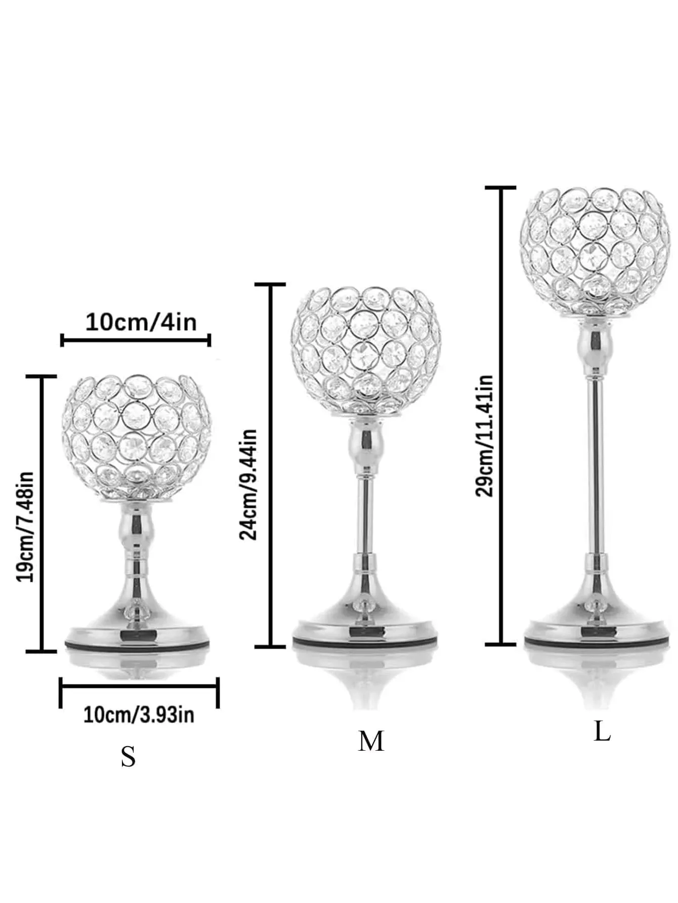 1pc 3 sizes Gold Crystal Candle Holder