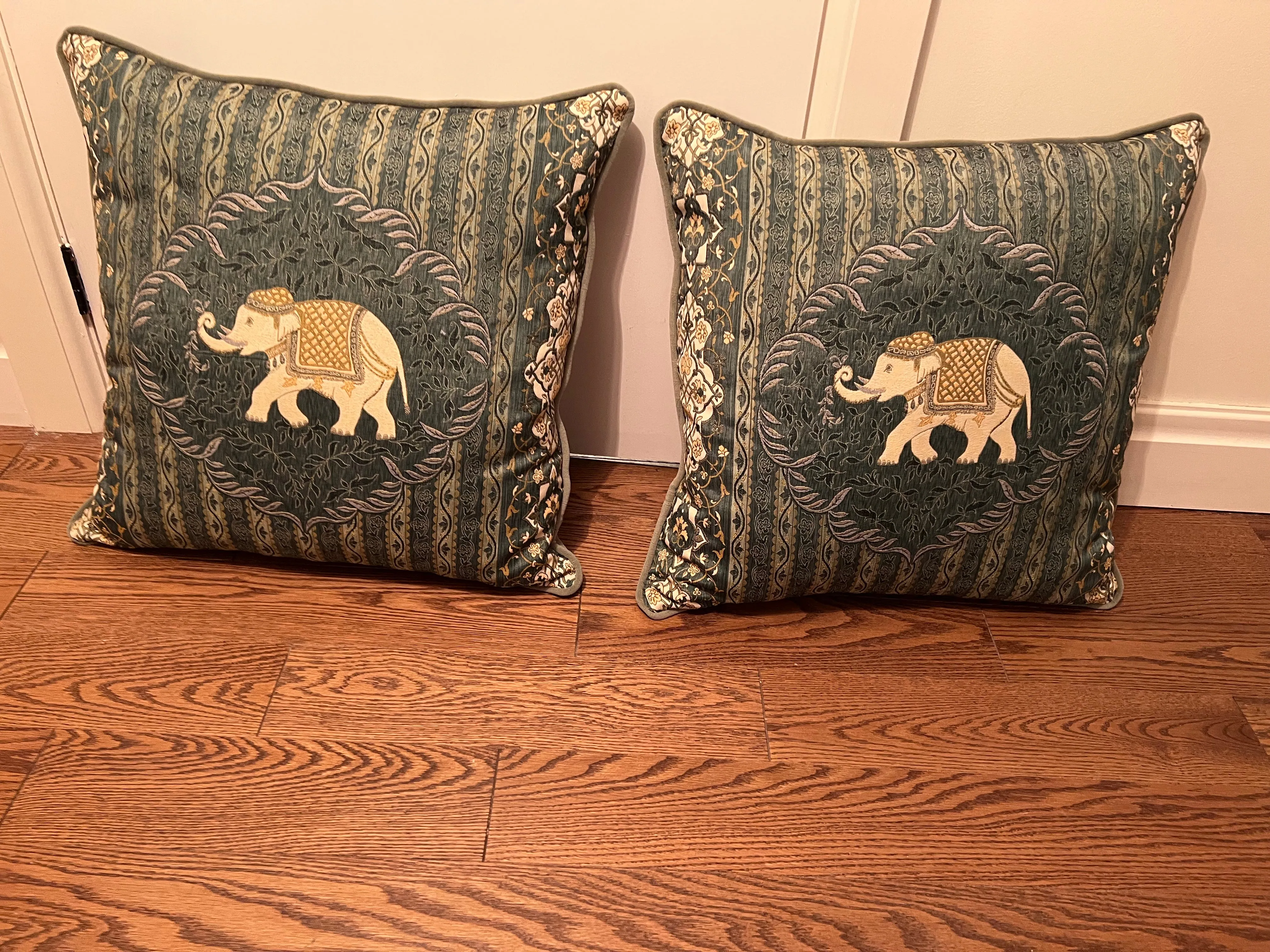 2 Elephant Accent Pillows