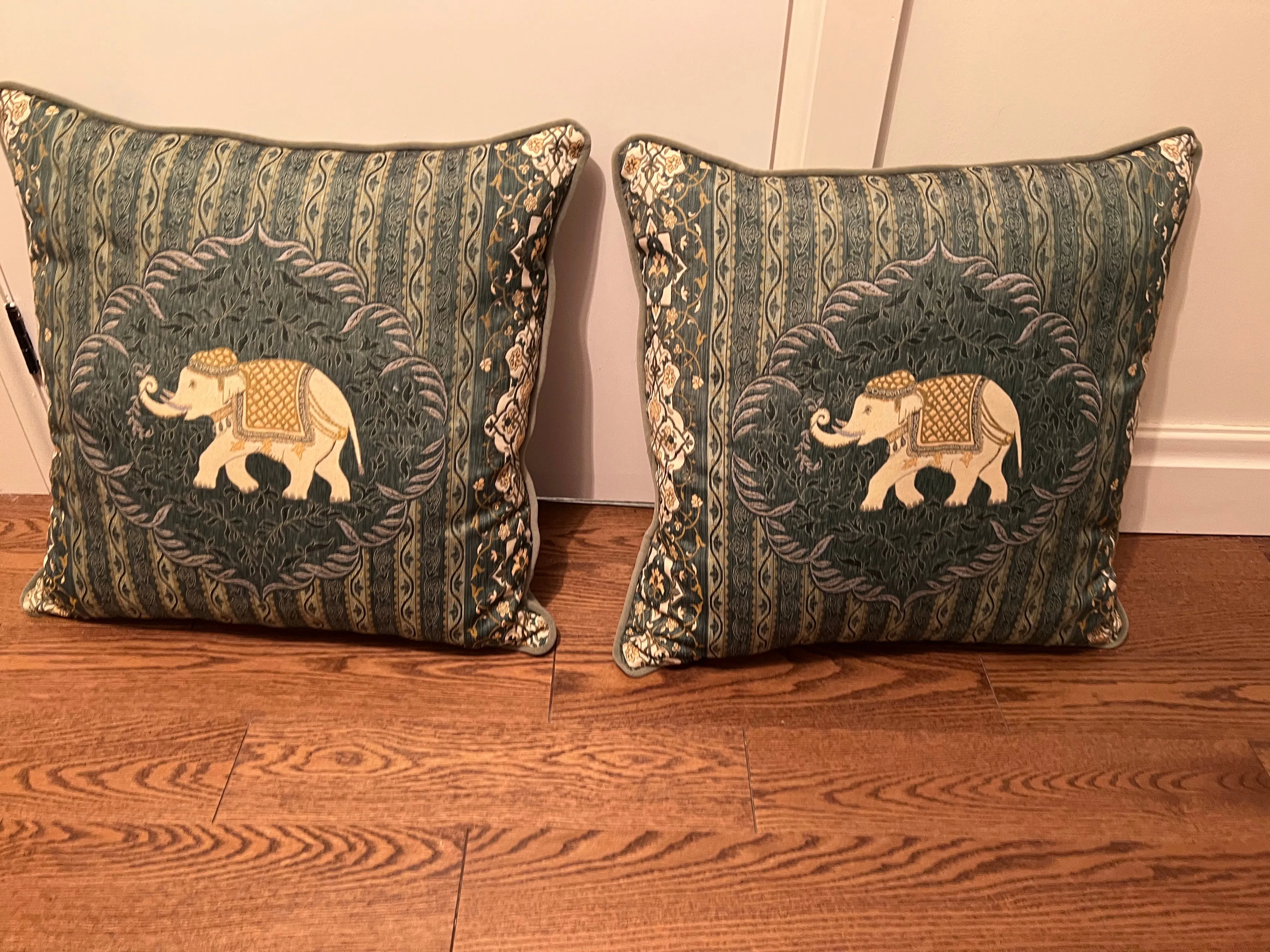 2 Elephant Accent Pillows