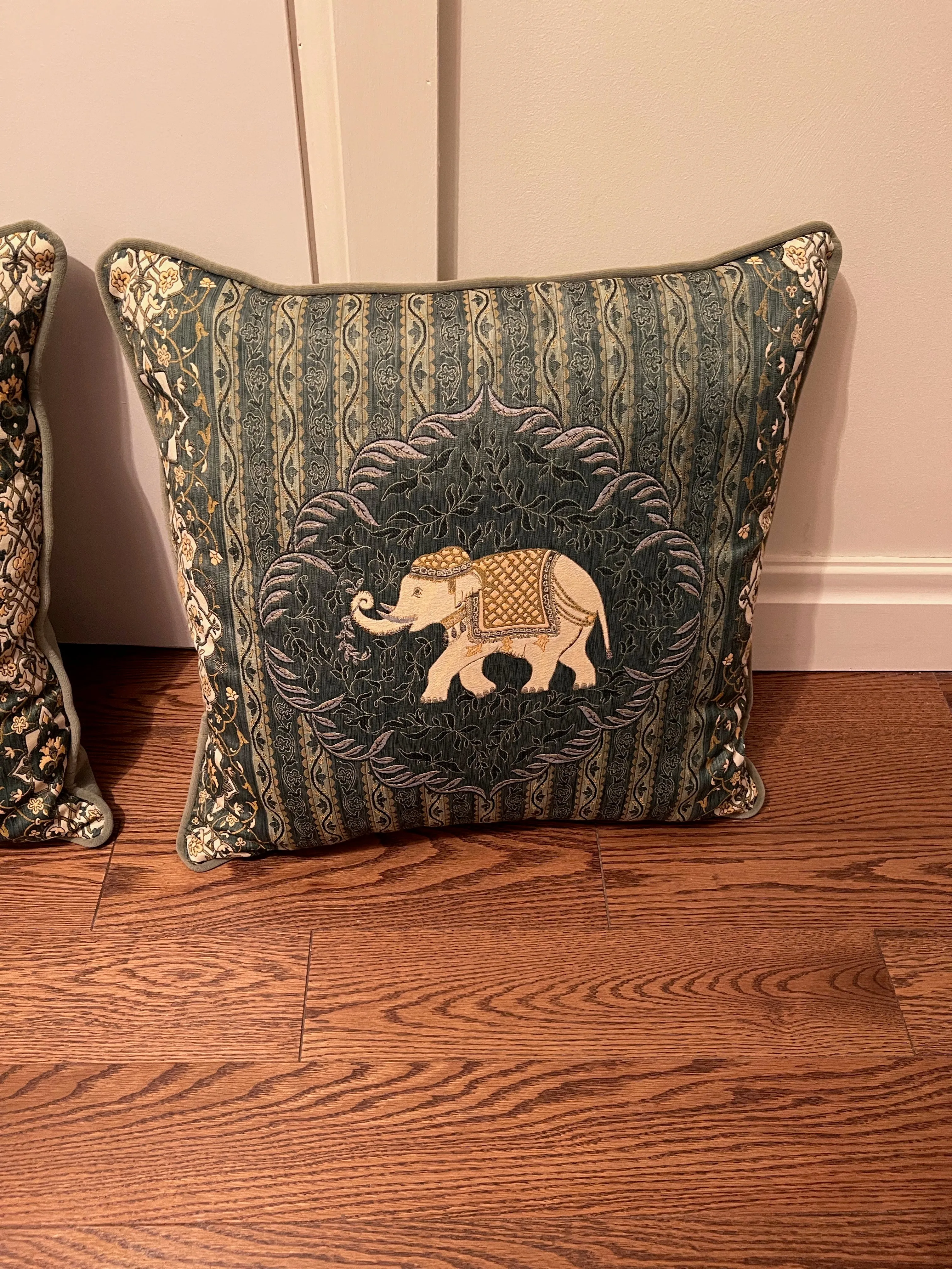 2 Elephant Accent Pillows