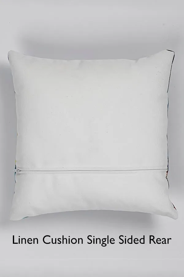 Abstract Flower Square Cushion (Denim Blue)