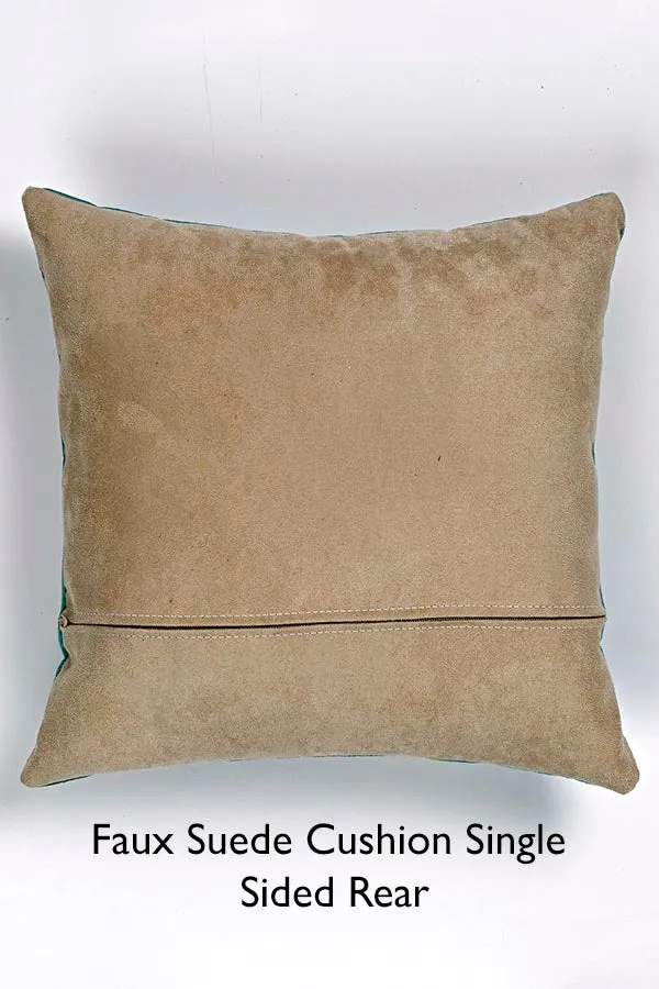 Abstract Flower Square Cushion (Denim Blue)