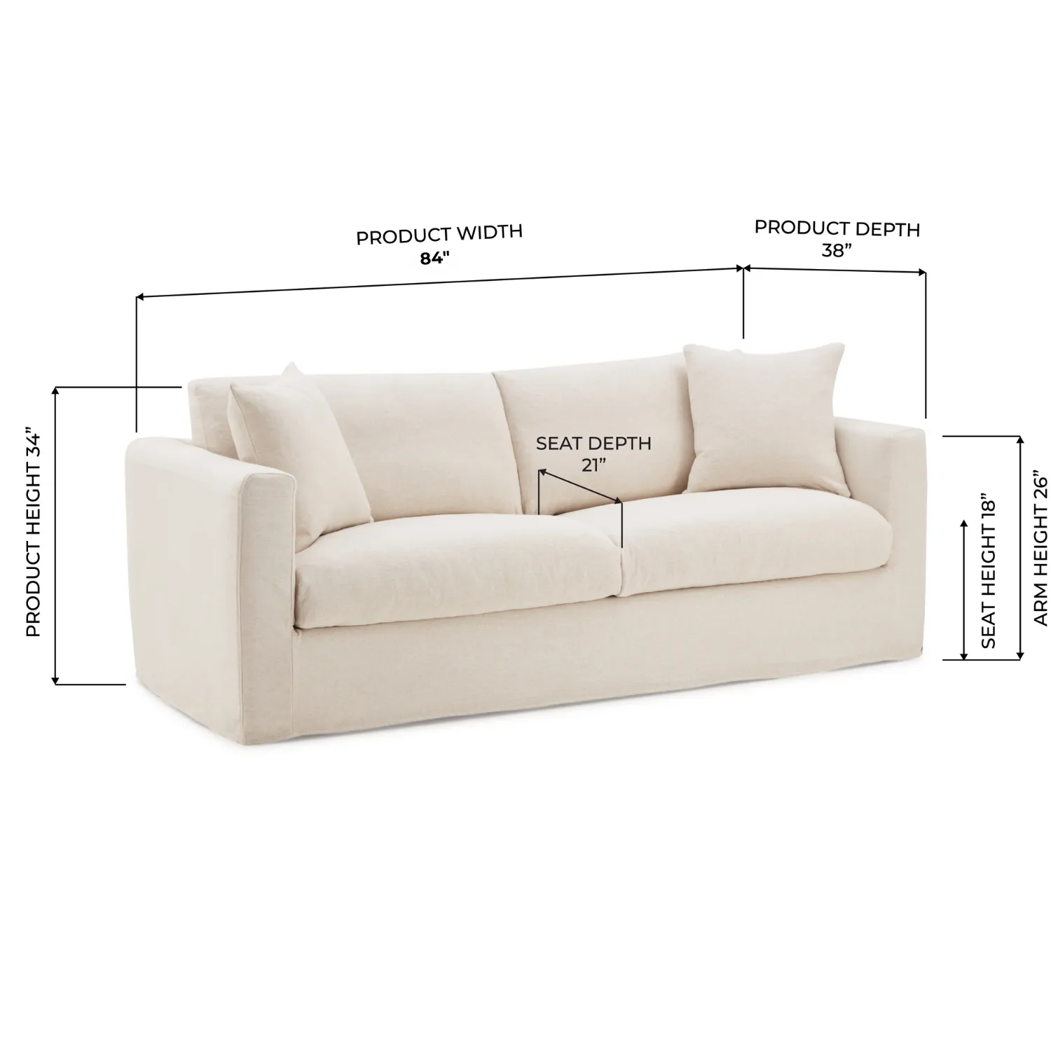 Bungalow 84" Desert Linen Slipcover Sofa