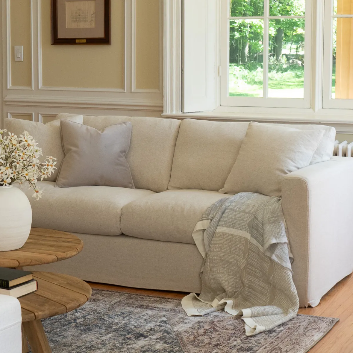 Bungalow 84" Desert Linen Slipcover Sofa