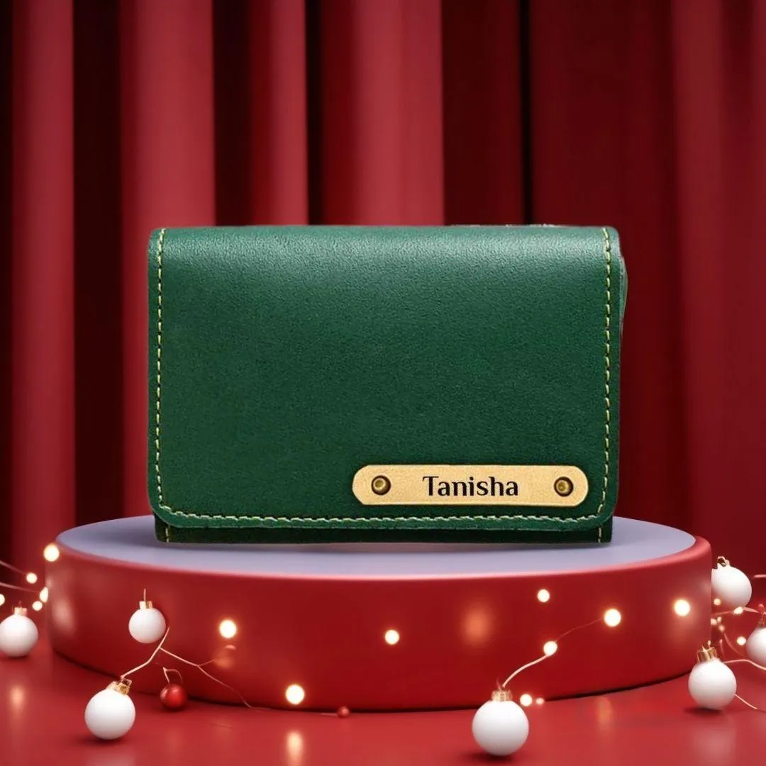Christmas Personalized Visiting Card Holder - Green