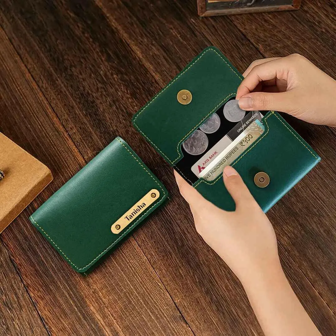 Christmas Personalized Visiting Card Holder - Green