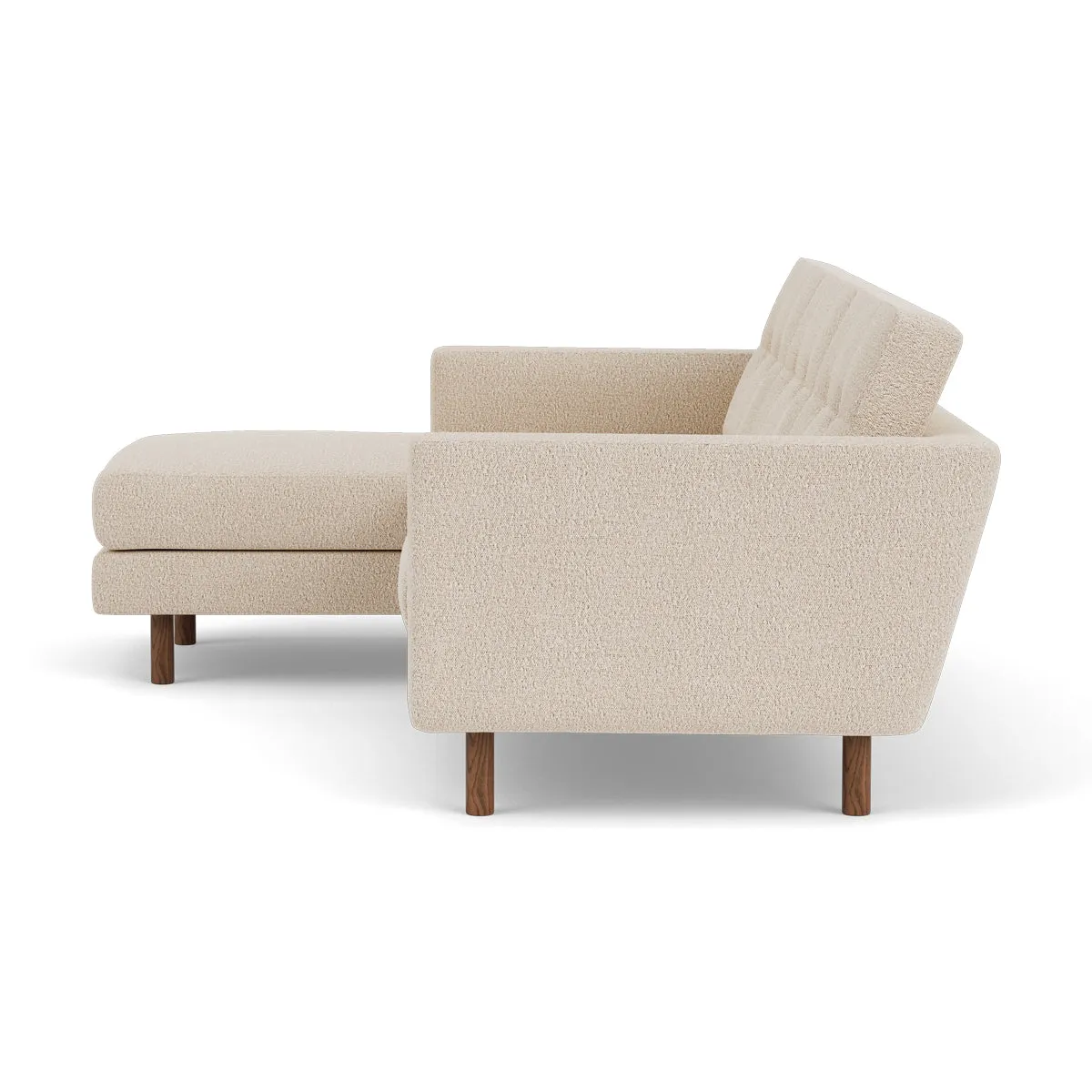 Conrad Boucle Left Chaise Sofa (Walnut Natural, Sand Dune)