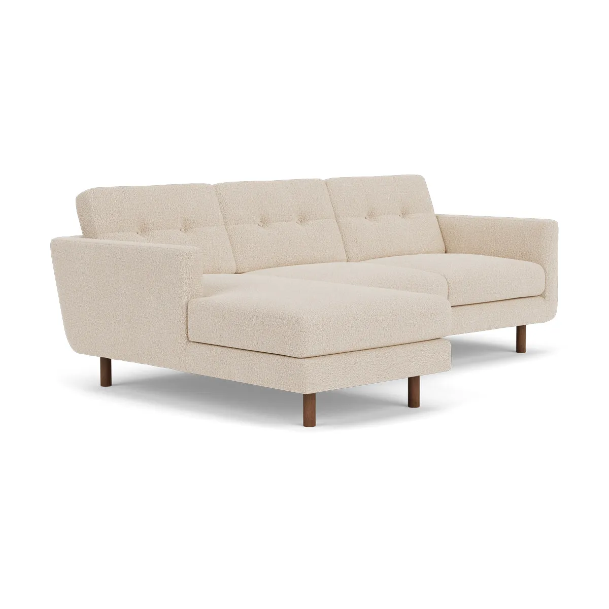 Conrad Boucle Left Chaise Sofa (Walnut Natural, Sand Dune)