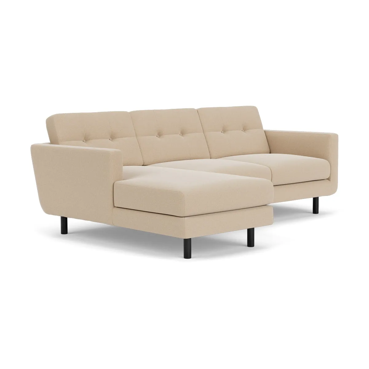 Conrad Fabric Left Chaise Sofa (Black Metal, Form Cream)
