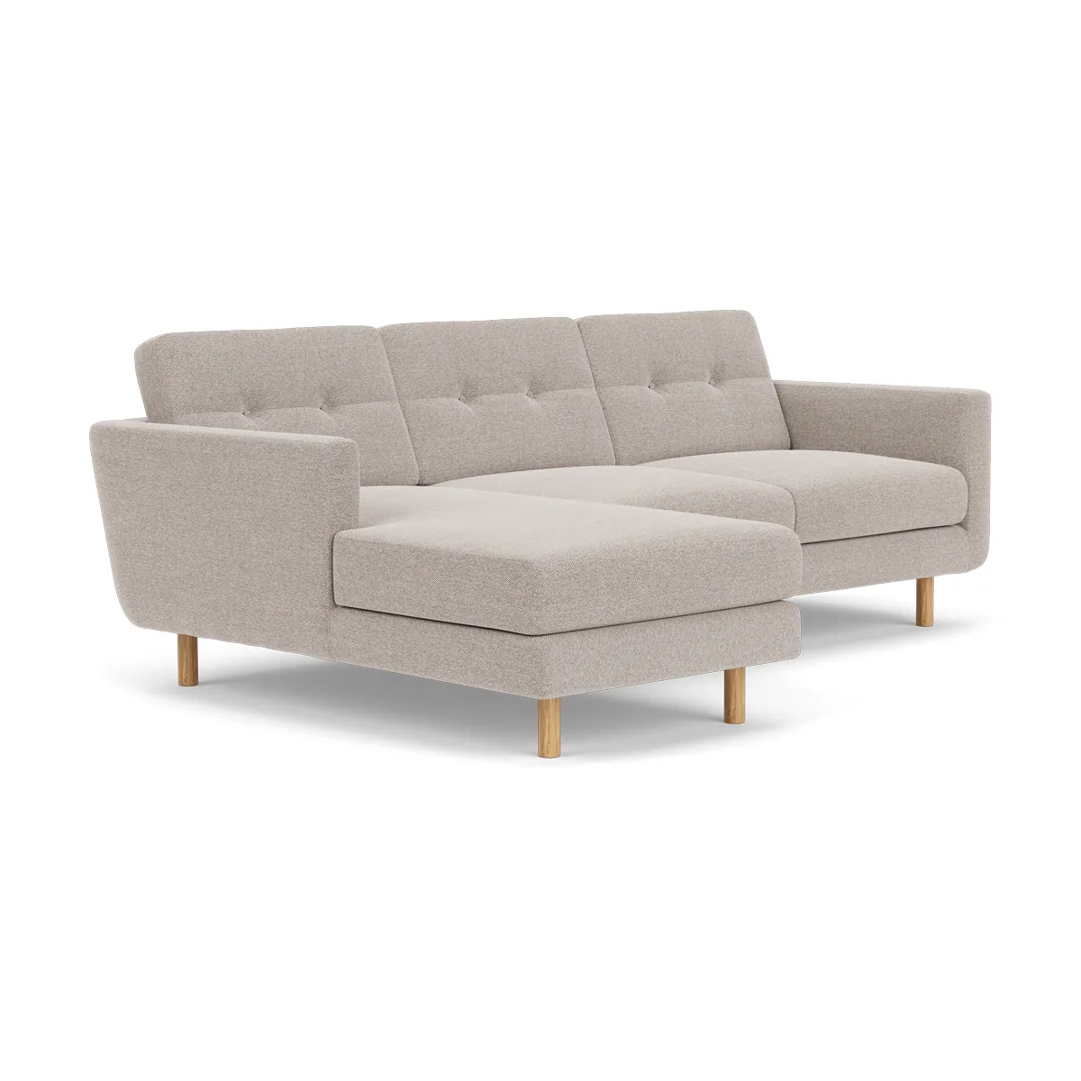 Conrad Fabric Left Chaise Sofa (Oak, Agnes Brown)