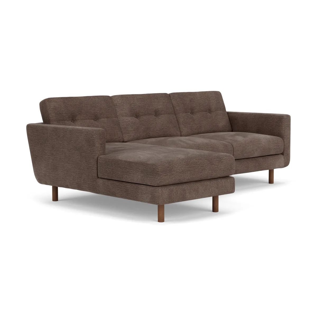 Conrad Fabric Left Chaise Sofa (Walnut Natural, Cacao)