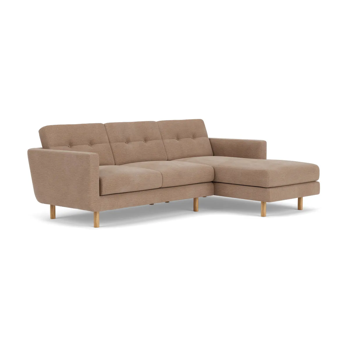 Conrad Fabric Right Chaise Sofa (Oak, Caramel)