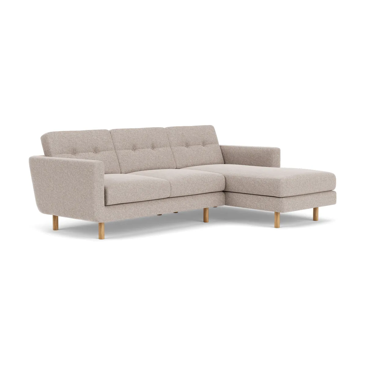 Conrad Fabric Right Chaise Sofa (Oak, Stone)