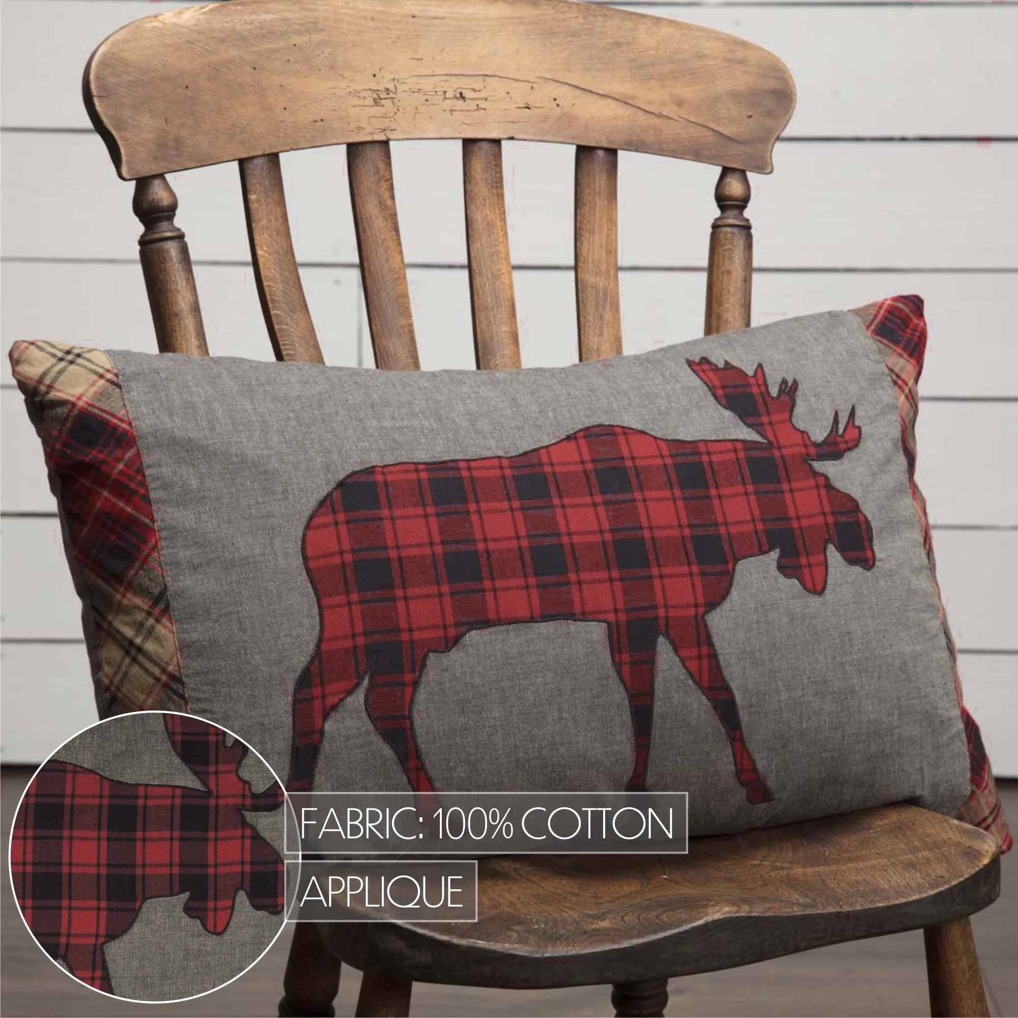 Cumberland Moose Applique Pillow 14"x22" VHC Brands