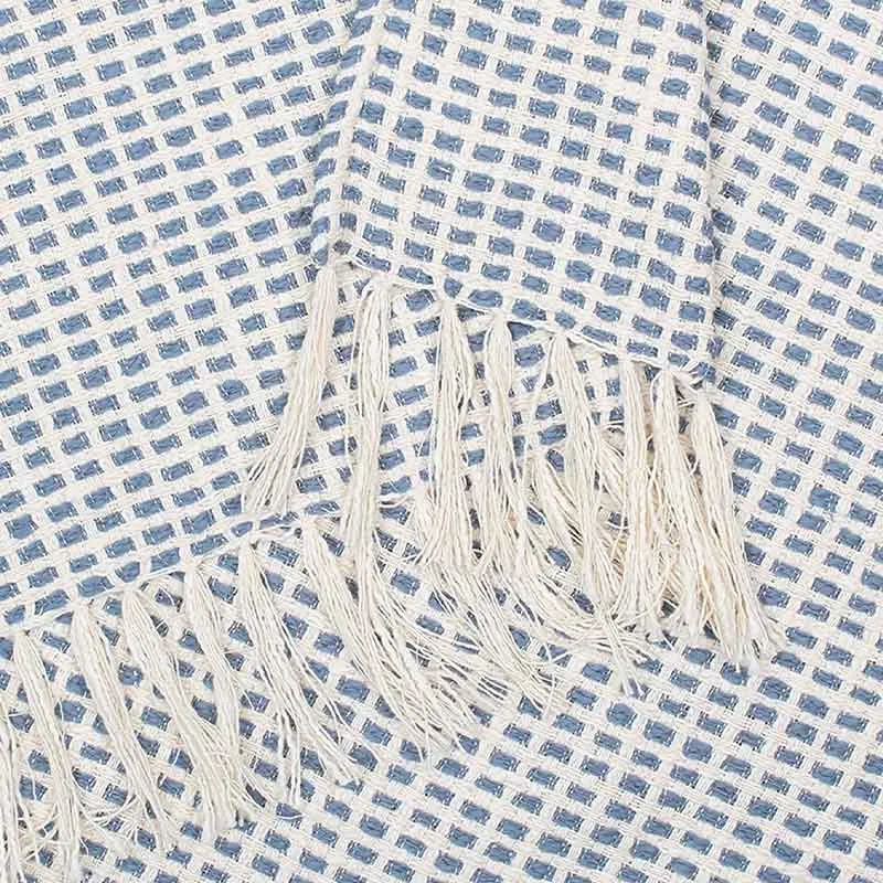 Dark Blue Girnar Cotton Throw | 60 x 52 Inches