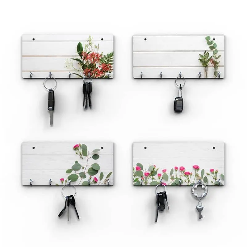 Flowery Paradise Key Holder - Set Of Four