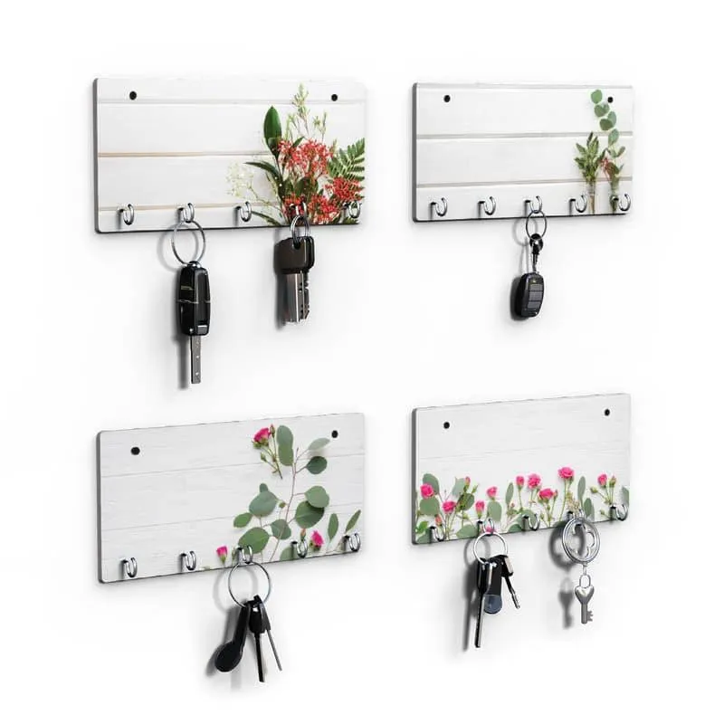 Flowery Paradise Key Holder - Set Of Four