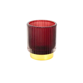 GLASS CANDLE HOLDER BORDEAUX 8X6CM