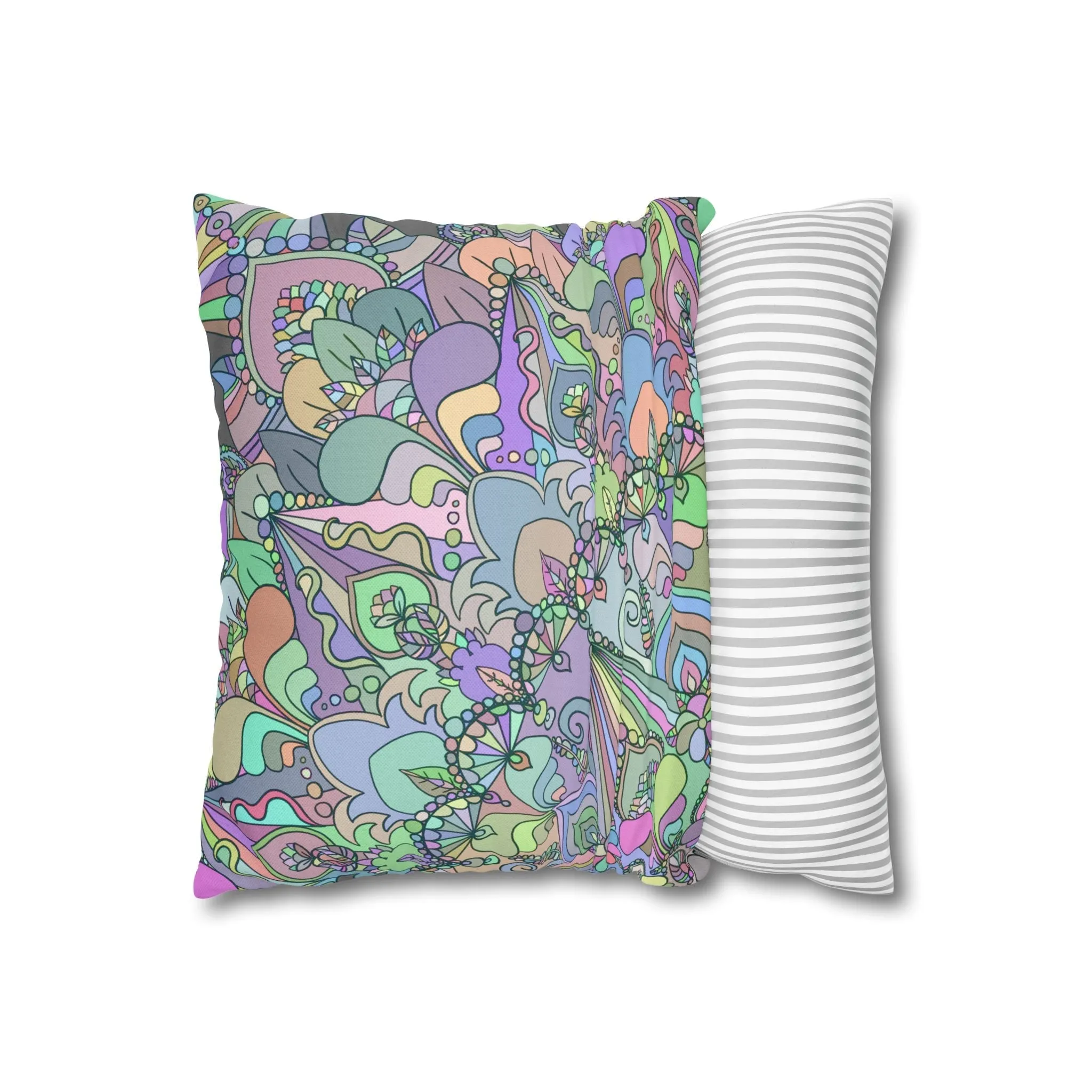 Handmade Mandala Design Pillowcase - Pastel Colors