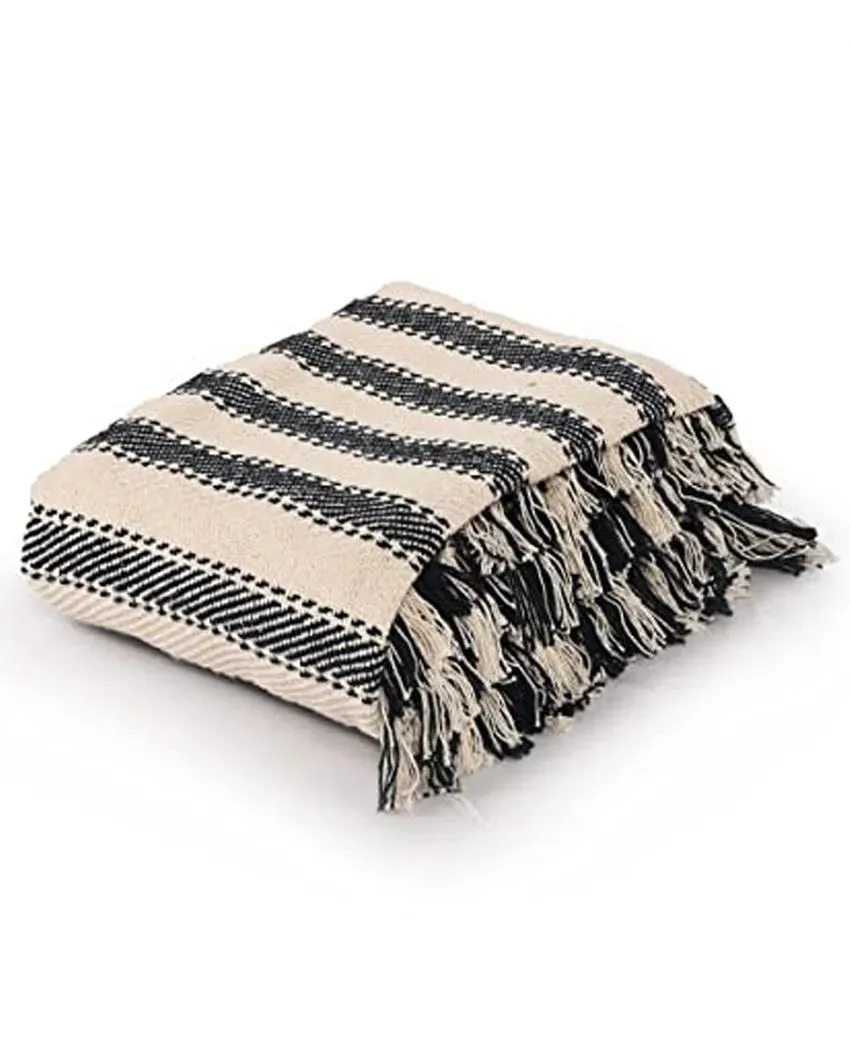 Handwoven Strip Cotton Throws | 71 X 51 Inches