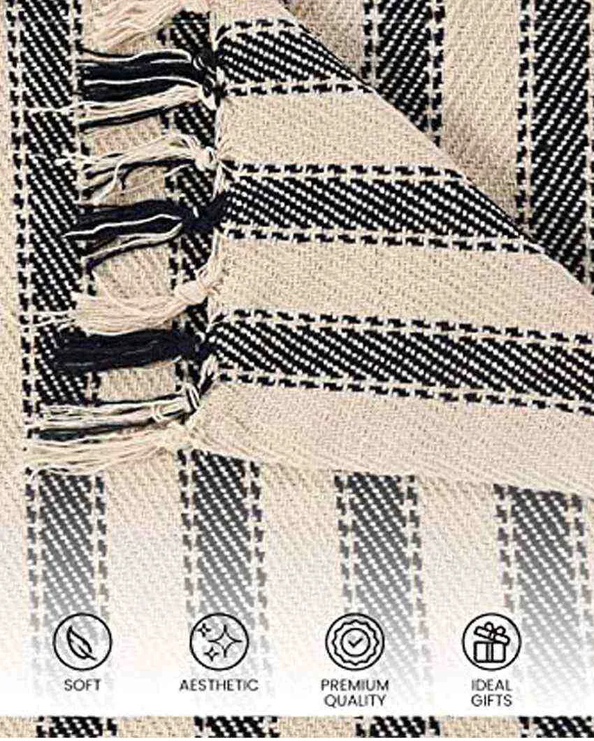 Handwoven Strip Cotton Throws | 71 X 51 Inches