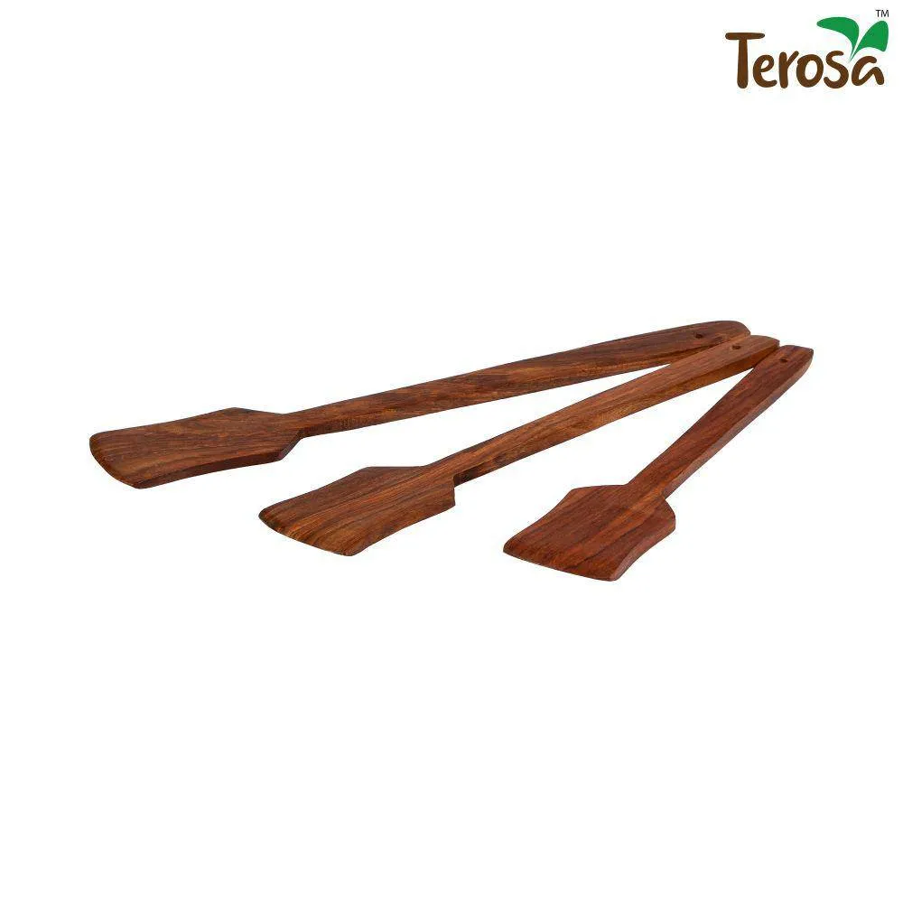 Indian Rosewood or Sheesham Spatula or Palta Set I of 3 - Wooden