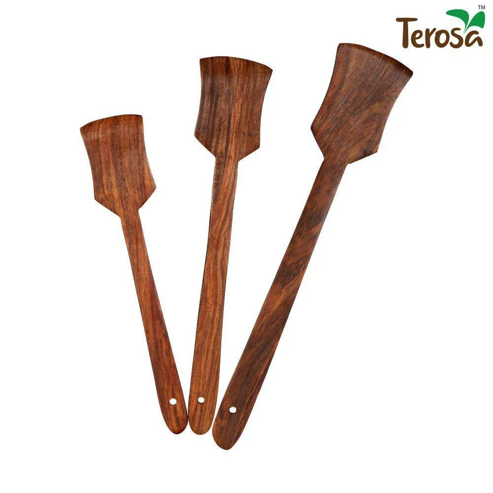 Indian Rosewood or Sheesham Spatula or Palta Set I of 3 - Wooden