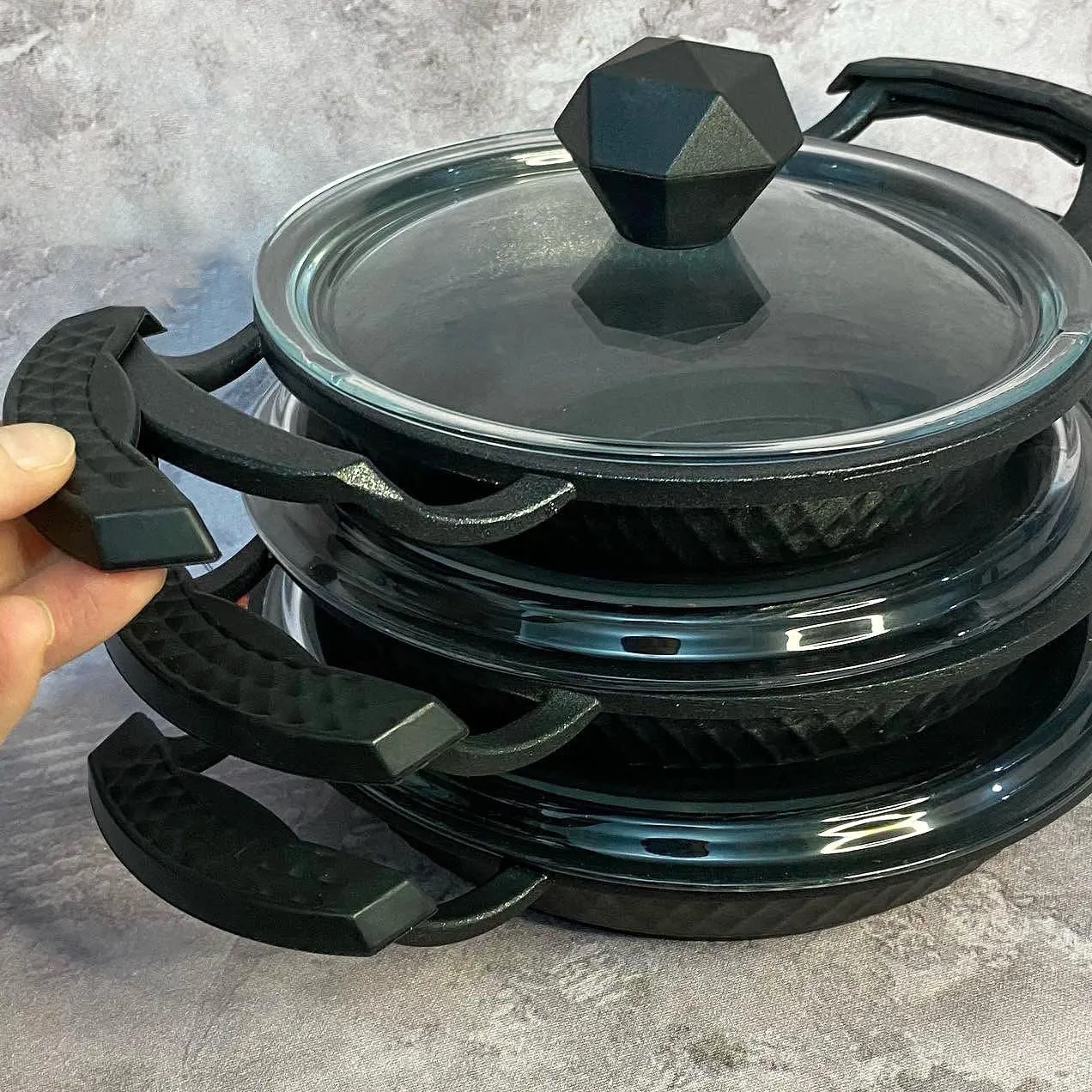 Kahramanlar Motto Cast Iron Egg Pan Set, 6 Pcs, Black