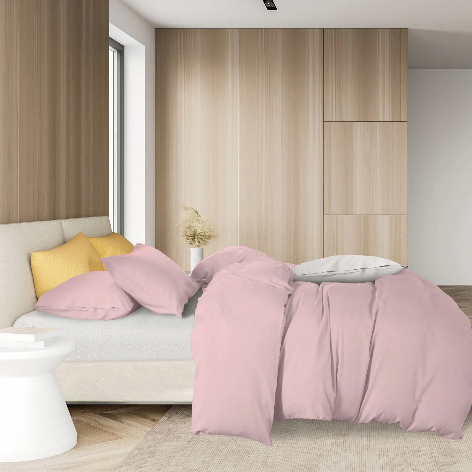 KING 1000TC Cotton Blend Quilt Cover Pillowcase Set - Pink