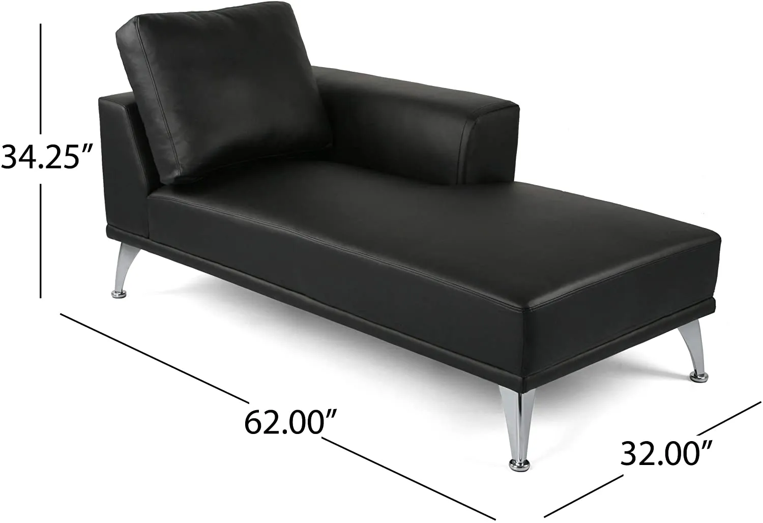 Modern Fabric Chaise Sectional, Black