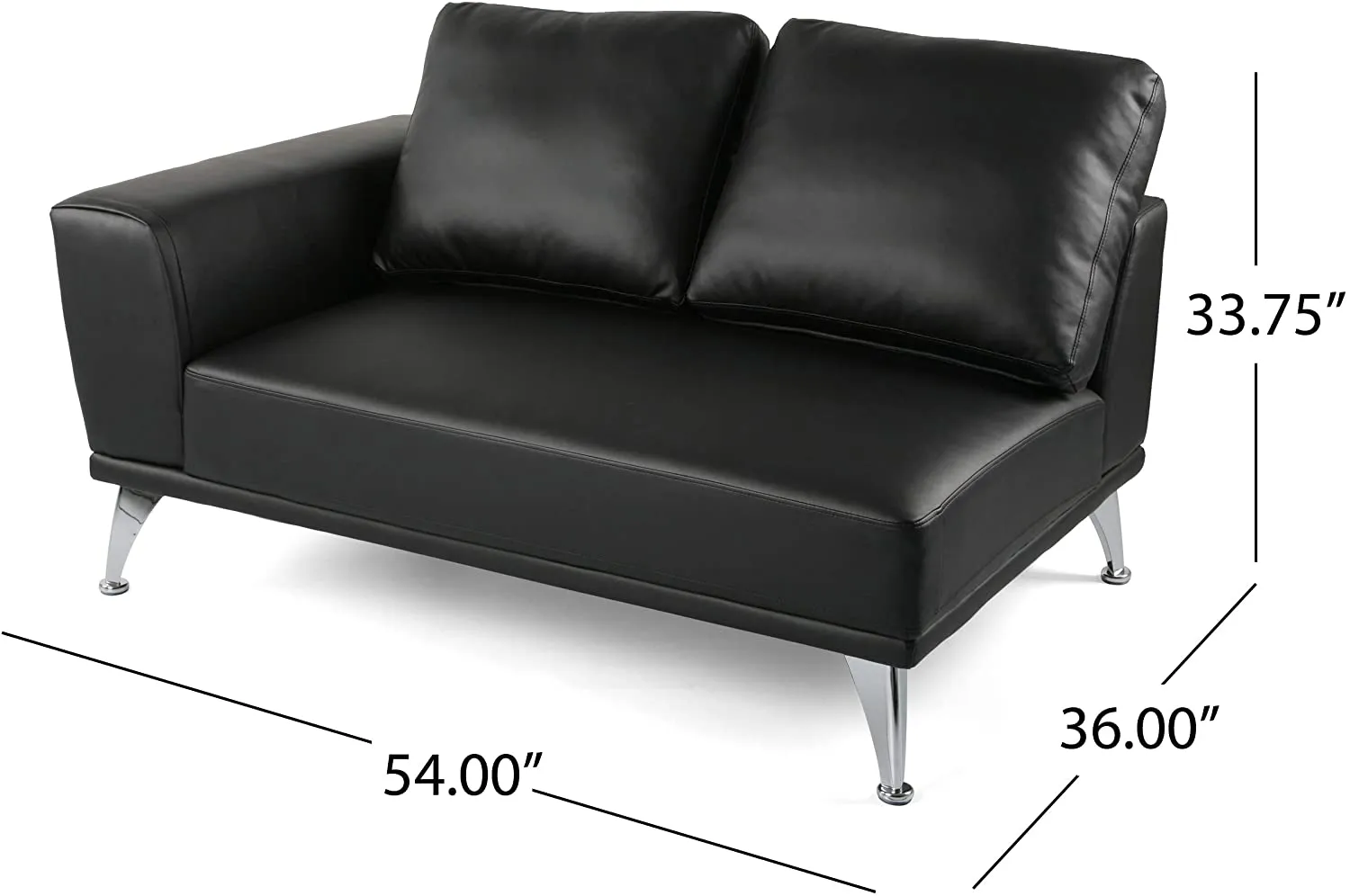 Modern Fabric Chaise Sectional, Black
