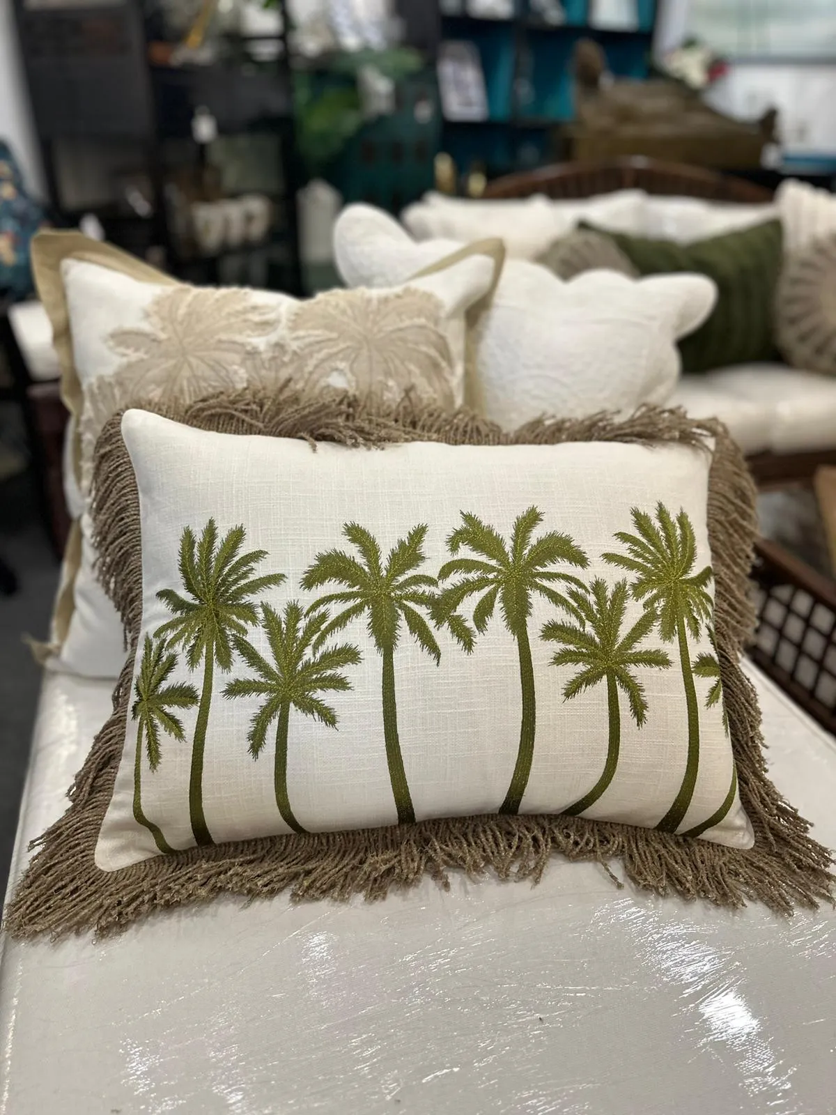 Moss Green Palm Tree Cushion