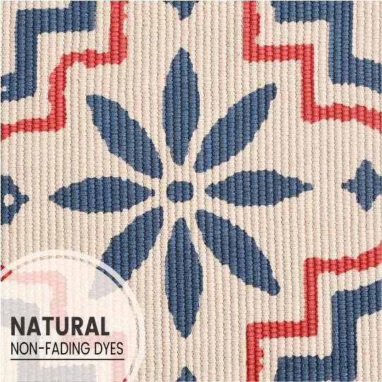 Natural Cotton Printed Door Mat with tassels - CPRugs_009