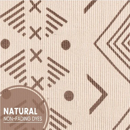 Natural Cotton Printed Rugs / Dhurries / Floor Carpet ,Boho Carpet for bedroom / living room with tassels  (CPRugs_008)