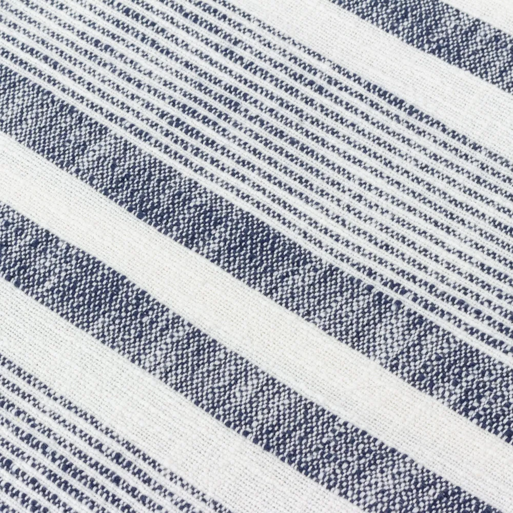 Neela Stripe Fringed Throws Natural/Navy