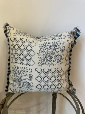Parisian Blue & Cream Patterned Cushion