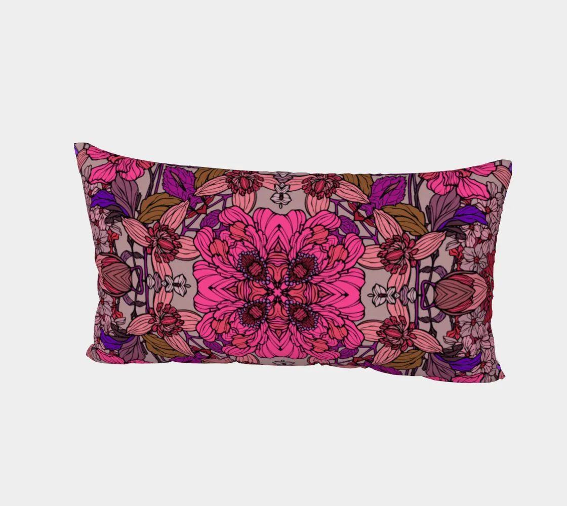 Red -Pink Floral Bed Pillow Sham