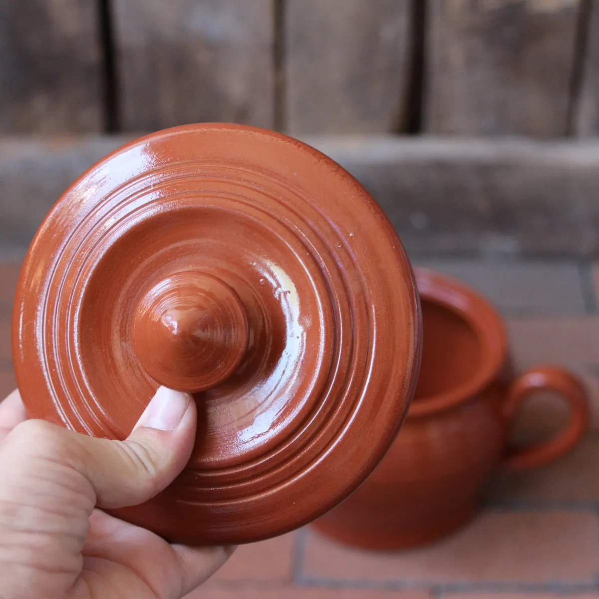 Redware Lidded Cooking Pot
