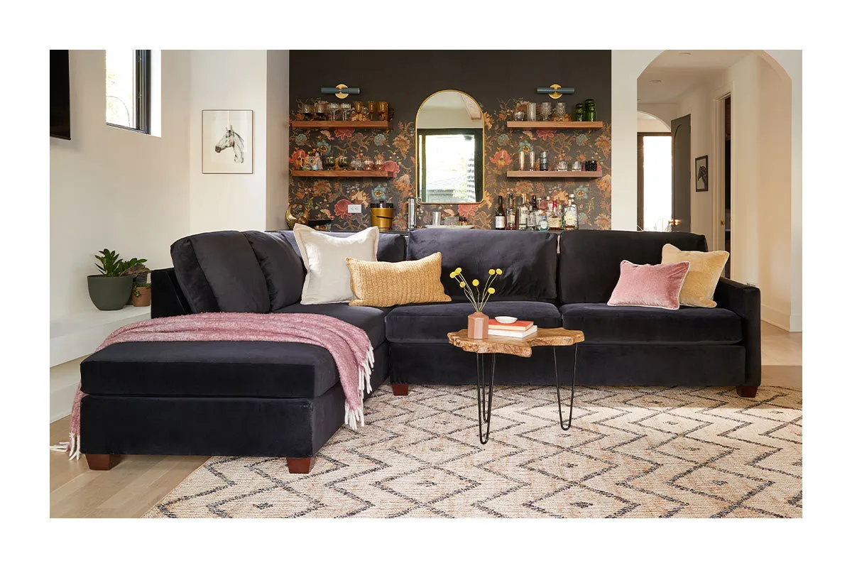 Tuxedo 2pc Sectional Sofa :: Leg Finish: Espresso / Configuration: LAF - Chaise on the Left