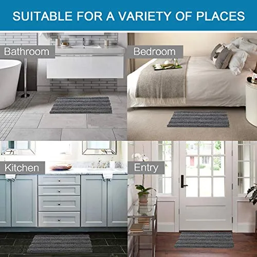 VERSAILTEX Non Slip Thick Shaggy Chenille Bathroom Rugs, Bath Mats for Bathroom Extra Soft and Absorbent